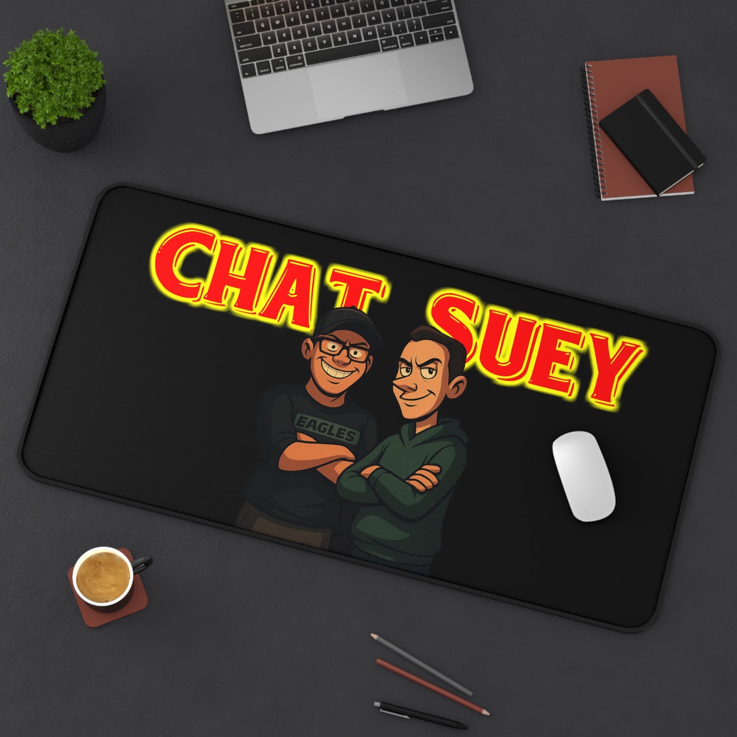 Chat Suey Desk Mat, Gaming Mouse Pad, Fun Office Decor, Unique Gift for Gamers, Desk Accessories, Home Office Essentials