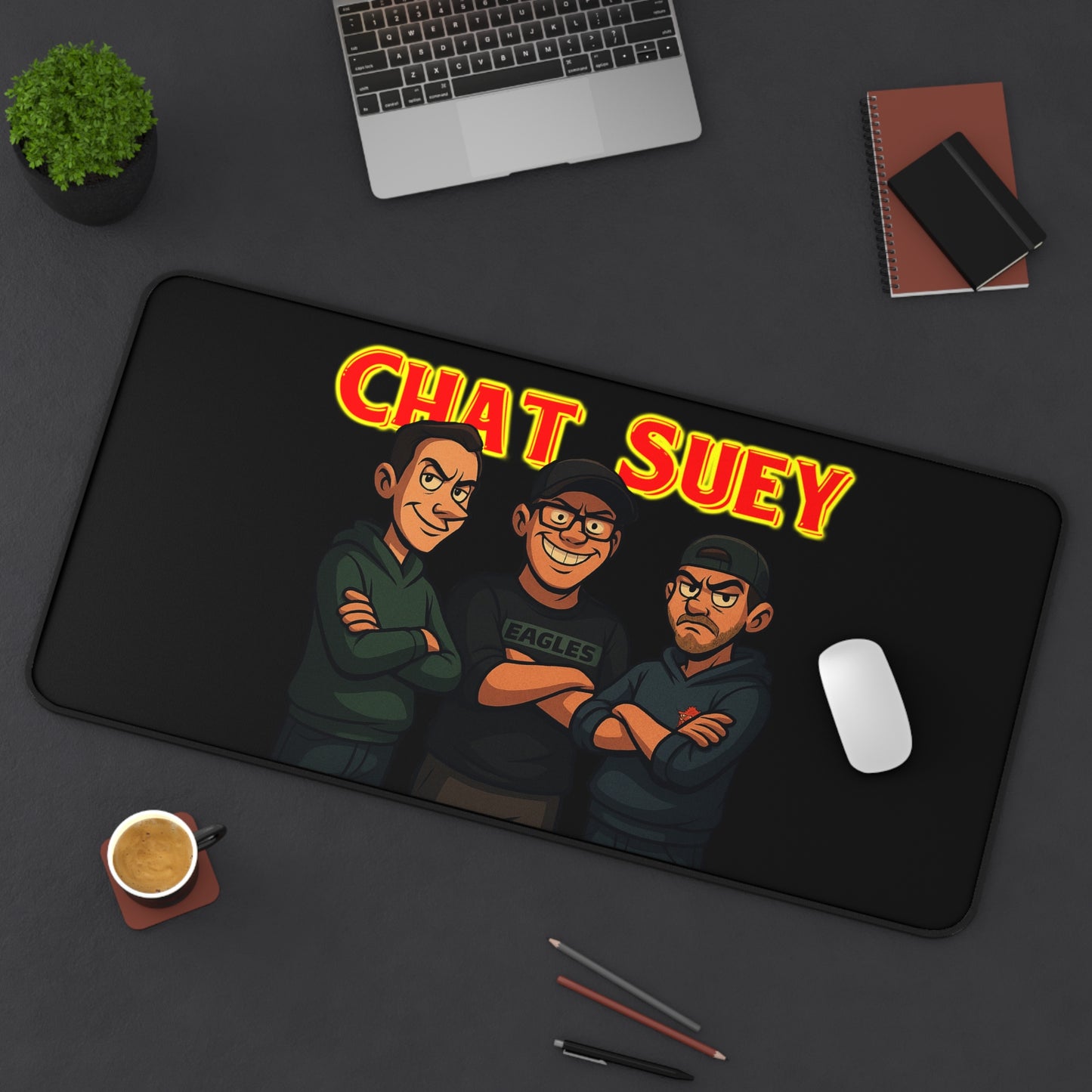 Chat Suey Desk Mat, Gaming Mouse Pad, Fun Office Decor, Unique Gift for Gamers, Desk Accessories, Home Office Essentials