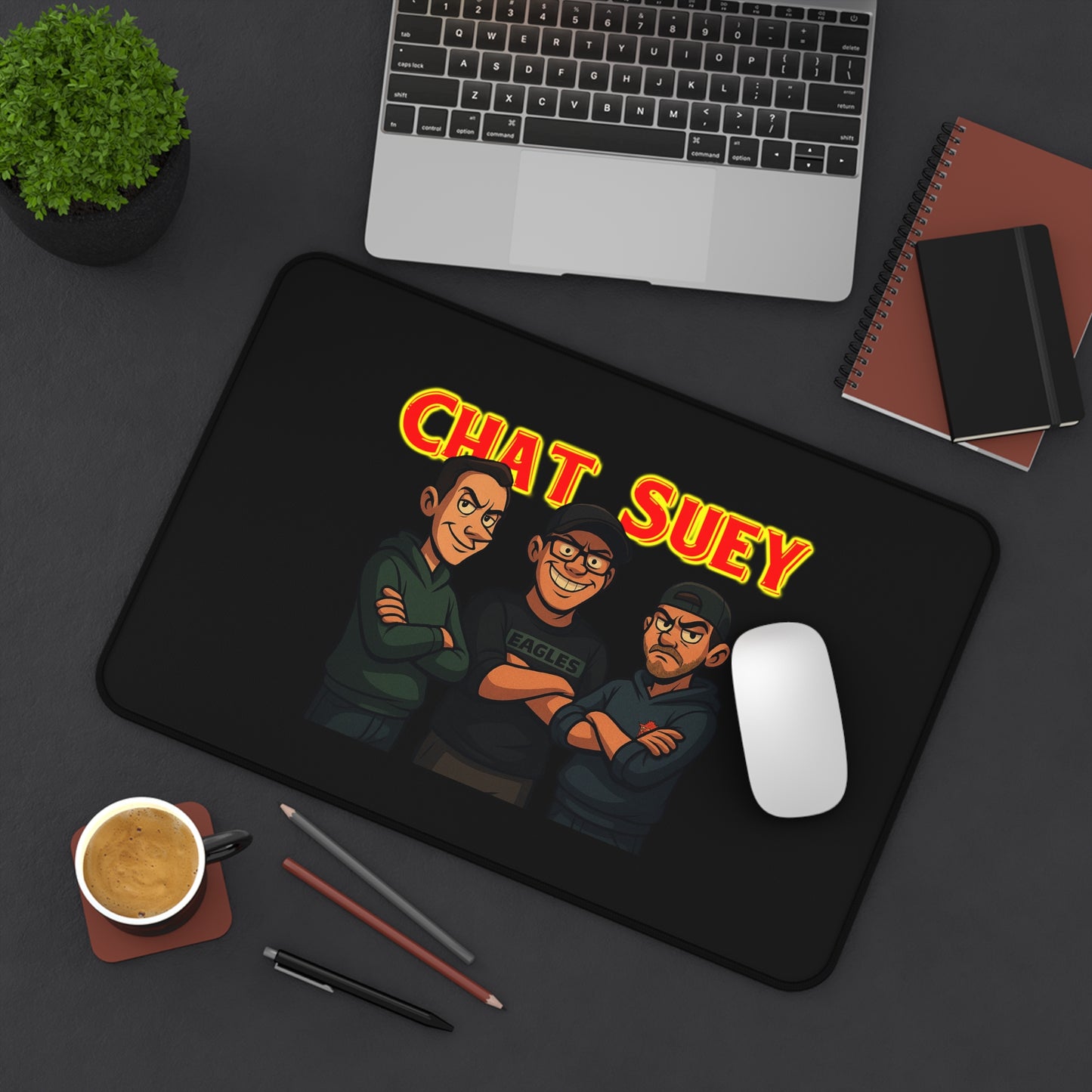 Chat Suey Desk Mat, Gaming Mouse Pad, Fun Office Decor, Unique Gift for Gamers, Desk Accessories, Home Office Essentials