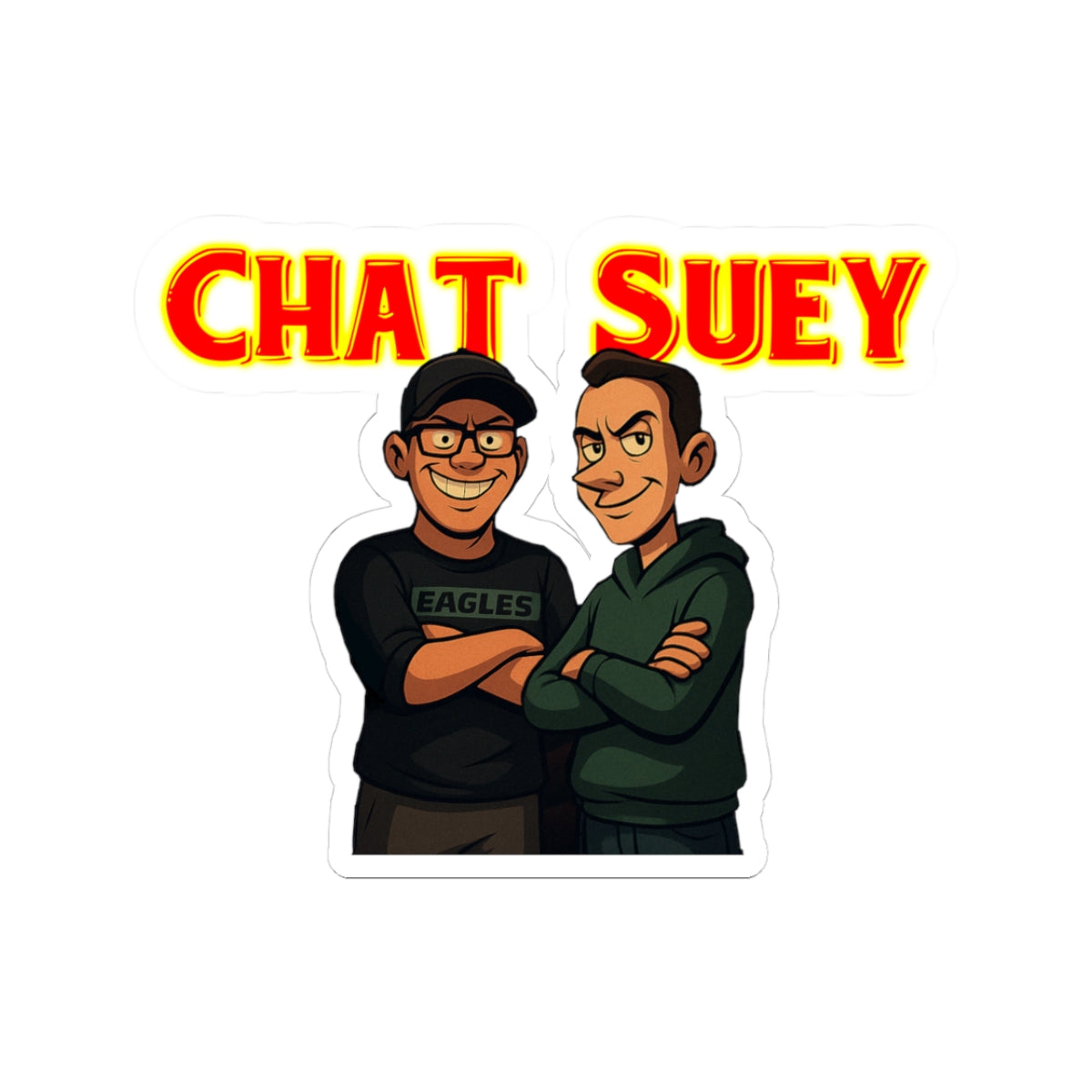 Chat Suey Kiss-Cut Stickers, Fun Cartoon Stickers for Laptops, Water Bottles, Notebooks, Gift for Music Lovers, Pop Culture Decor