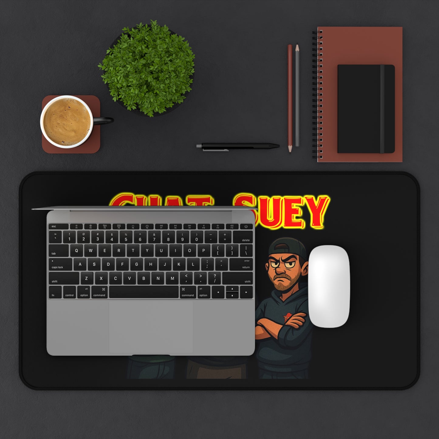 Chat Suey Desk Mat, Gaming Mouse Pad, Fun Office Decor, Unique Gift for Gamers, Desk Accessories, Home Office Essentials