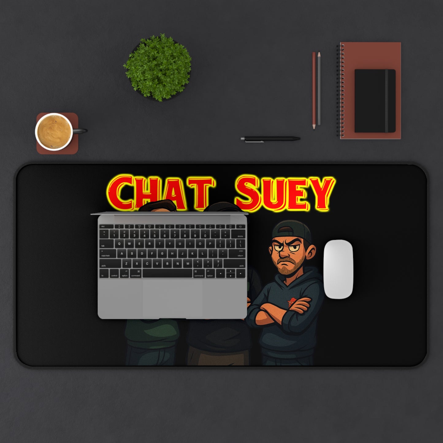 Chat Suey Desk Mat, Gaming Mouse Pad, Fun Office Decor, Unique Gift for Gamers, Desk Accessories, Home Office Essentials