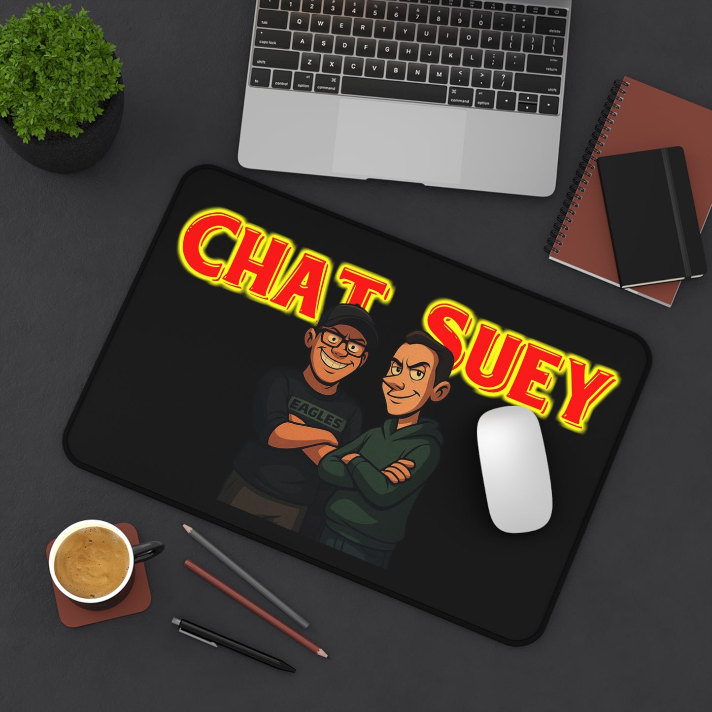 Chat Suey Desk Mat, Gaming Mouse Pad, Fun Office Decor, Unique Gift for Gamers, Desk Accessories, Home Office Essentials